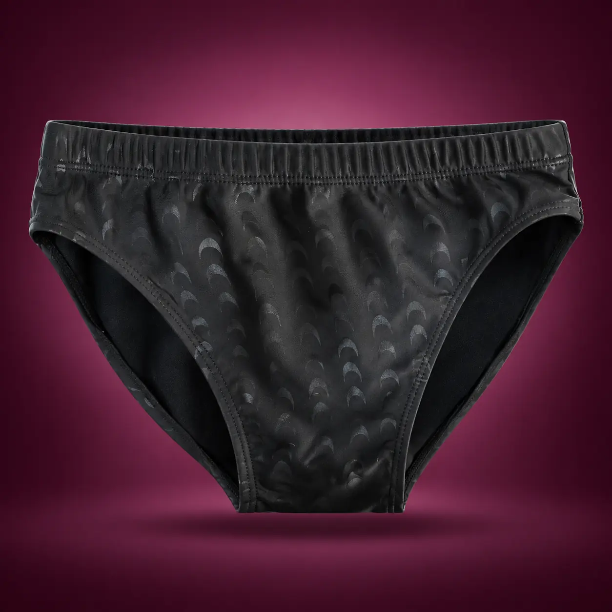 Black Crescent Print swimwear in Black tonal
