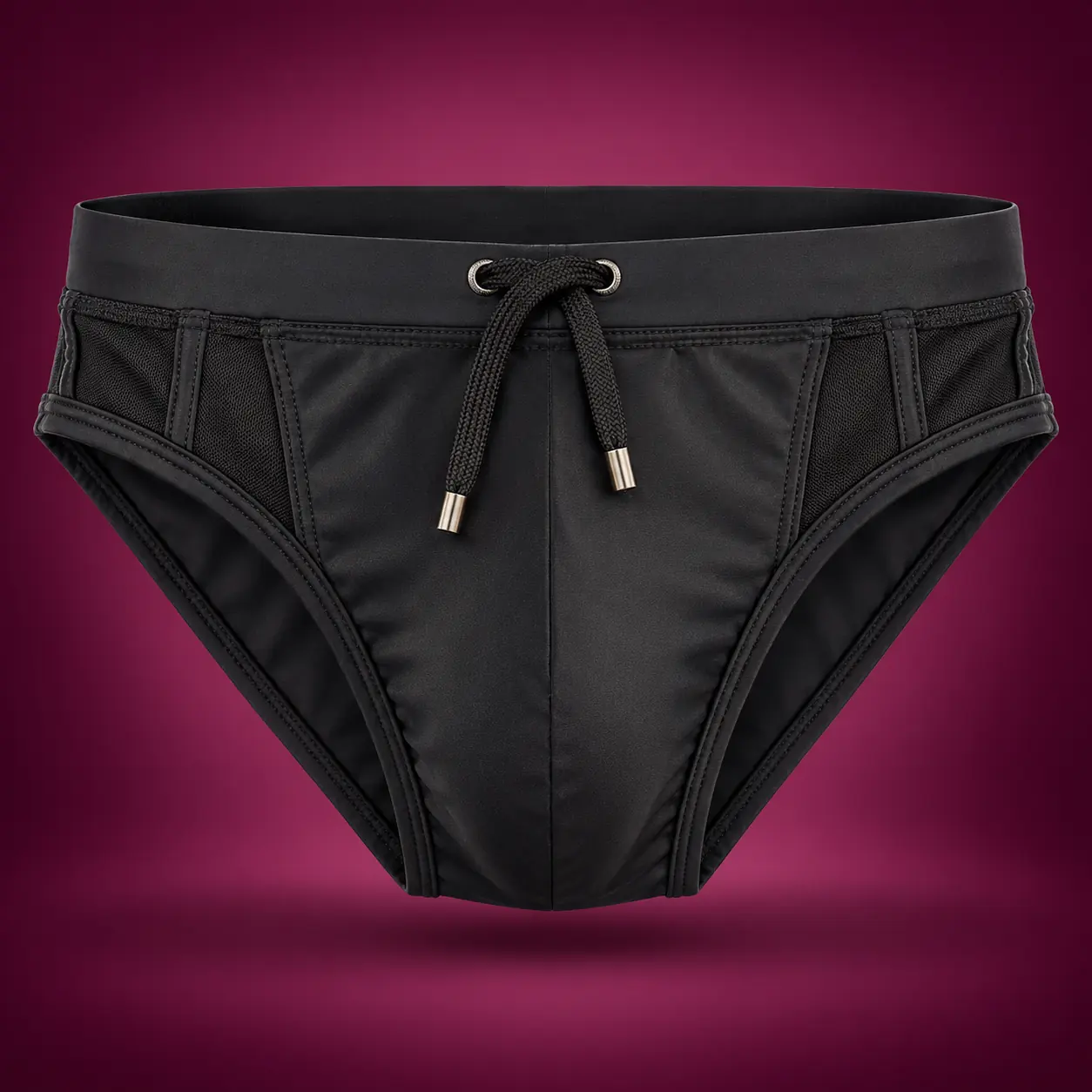 Black Drawstring swimwear in Black