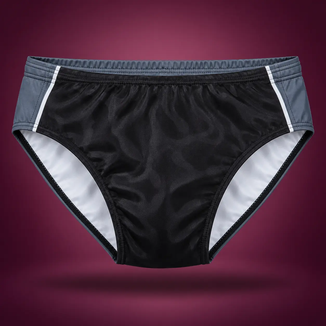 Black / Gray Piped swimwear in Black / gray